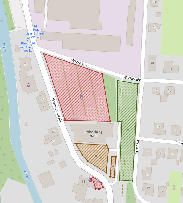 Karte Veranstaltungsort Saarbrücken mit Parkplatzzonen
