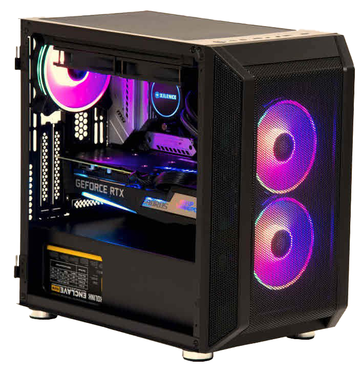 Gaming-PC im Kolink-Gehaeuse mit RGB-Luefter